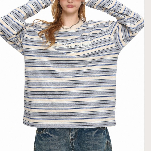 カジュアルラインプリントロングスリーブ 2col   R00862