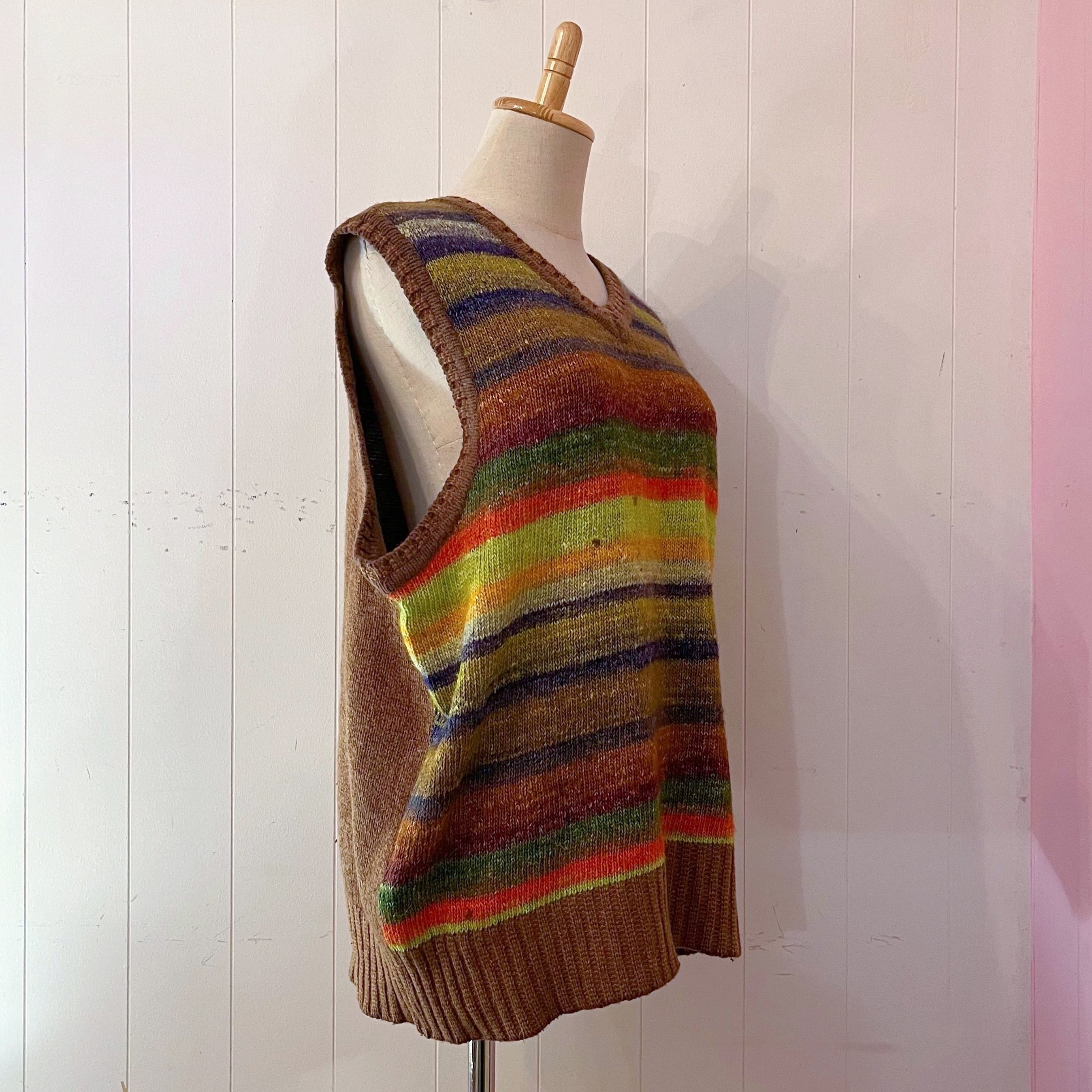 rainbow color mohair knit vest