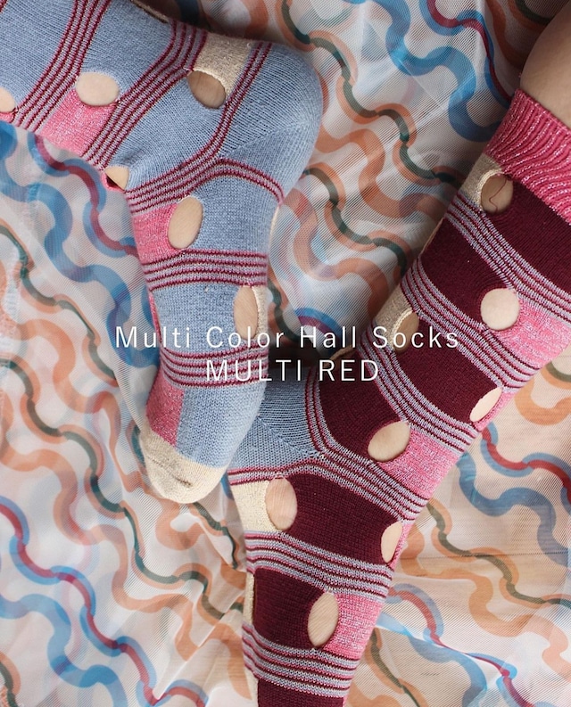 【BANSAN】Multi Clor Hall SOCKS・マルチレッド