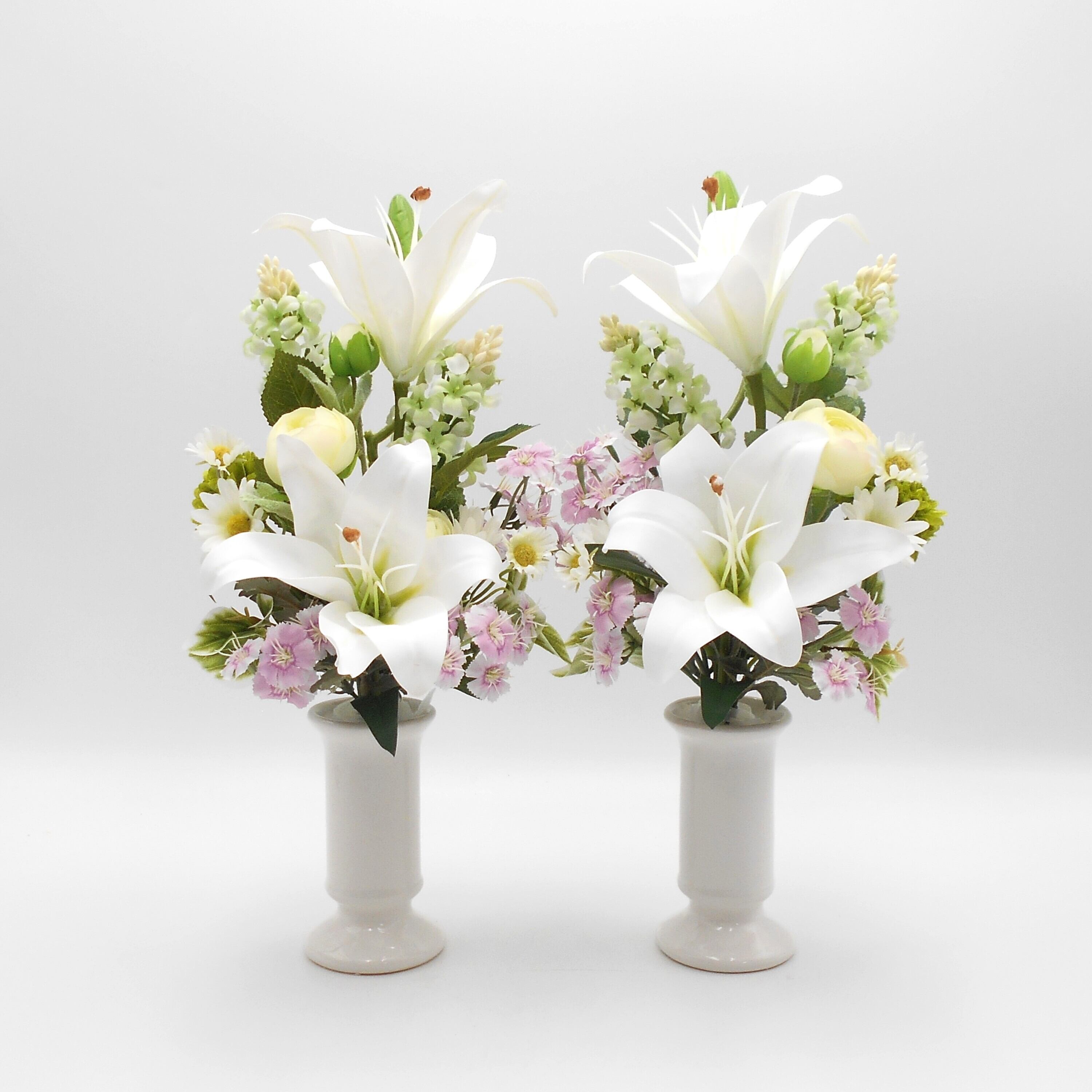 仏花 ミニ 1対 桔梗・菊の花 アーティシャルフラワー 仏壇 供花 お