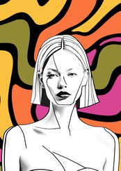 Pop Femme ? Flow of Colors｜色彩と感情が溶け合う女性ポップアートポスター｜個性と自由をインテリアで表現するモダンデザインA2ポスター