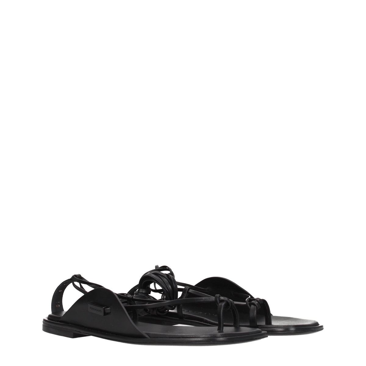 【新品】FERRAGAMO レディース ビーチサンダル レザー ブラック AGENA0760689