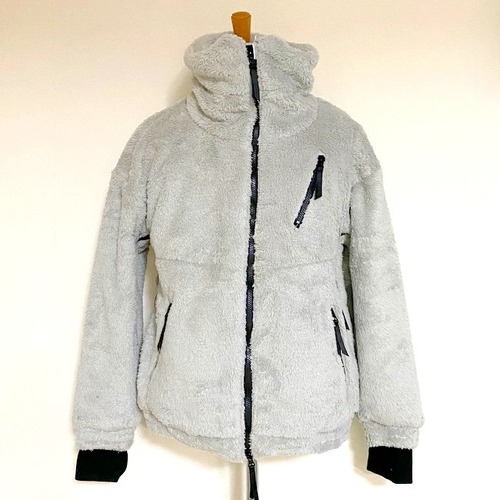 Short Micro Fur Zip-Up Jacket　Silver Gray