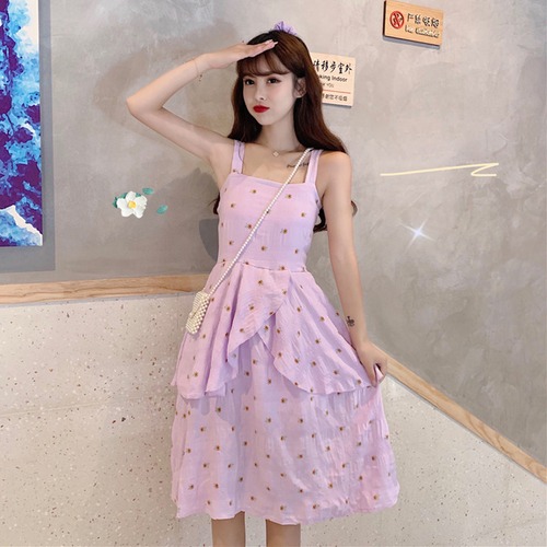 ✞ サマー花柄スカート ストラップレスバックレス スウィート 夏物 スクウェア ✞ゴスロリ SM ミリ 甘ロリ クラロリ 和ロリ エレガント 黒ロリ 姫ロリ 華ロリ BB-BB3338338
