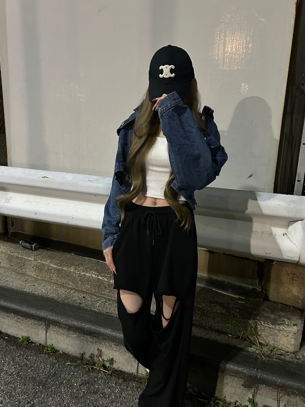 ダメージスウェットパンツ ブラック | Raffian