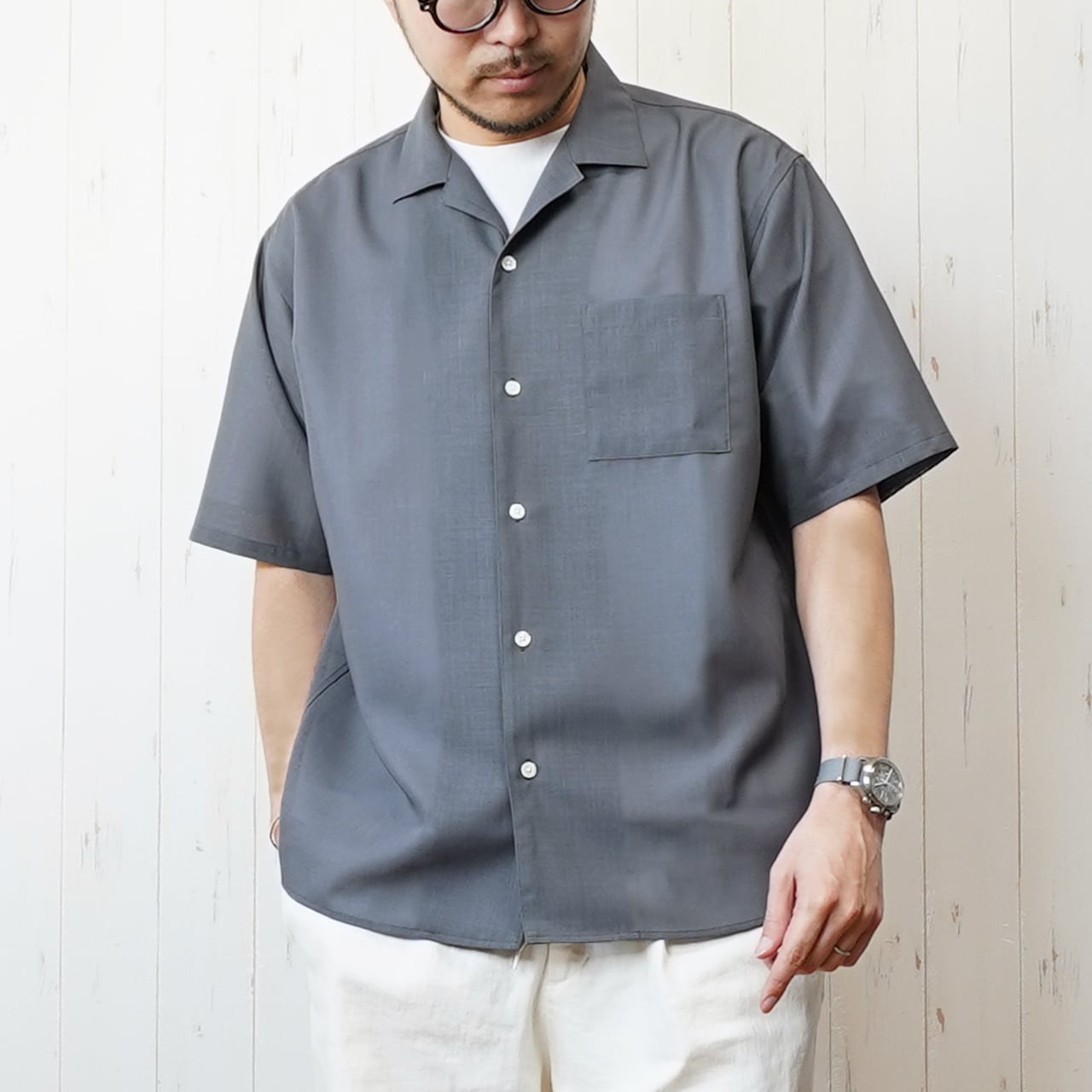 先行公開】尾州ウールシアーオープンカラーシャツ | JiTan｜大人メンズ