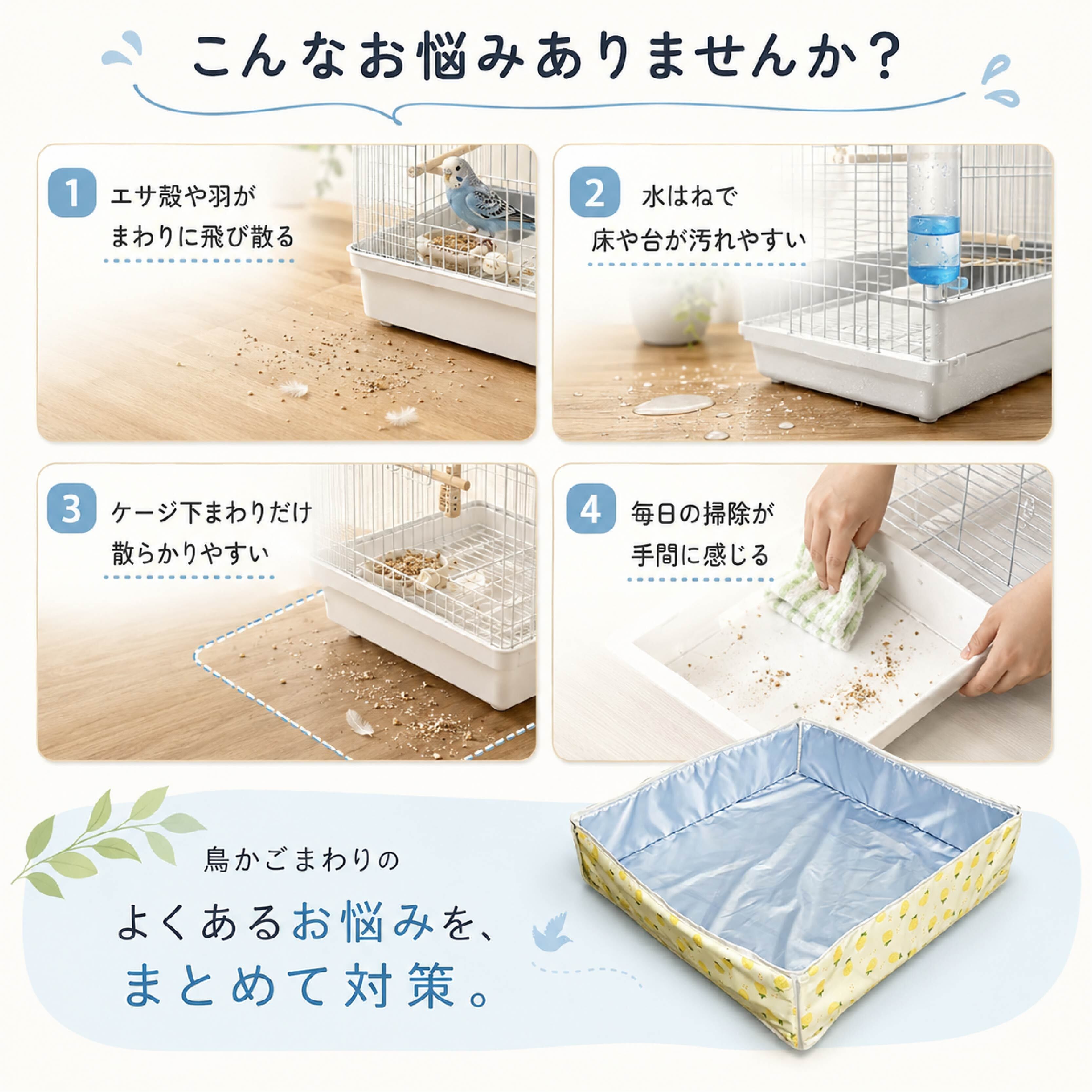 NY 888 .鳥かご用 飛び散り防止カバー 約60×60cm 防水 防汚 ケージ