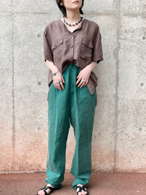 Vintage Deep Green Silk Pants