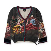 カシミヤ混 justcavalli ジャストカヴァリ 花柄刺繍 デザイン ニット カーディガン 42/マルチ レディース