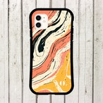 受注生産 iPhoneケース オレンジと黒の地層マーブル｜抽象柄 PABS103A