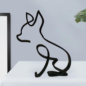 【人気】NOELAMOUR 置物 犬 猫 黒 インテリア 雑貨 おしゃれ 可愛い オブジェ ワイヤーアート 韓国 (チワワ)
