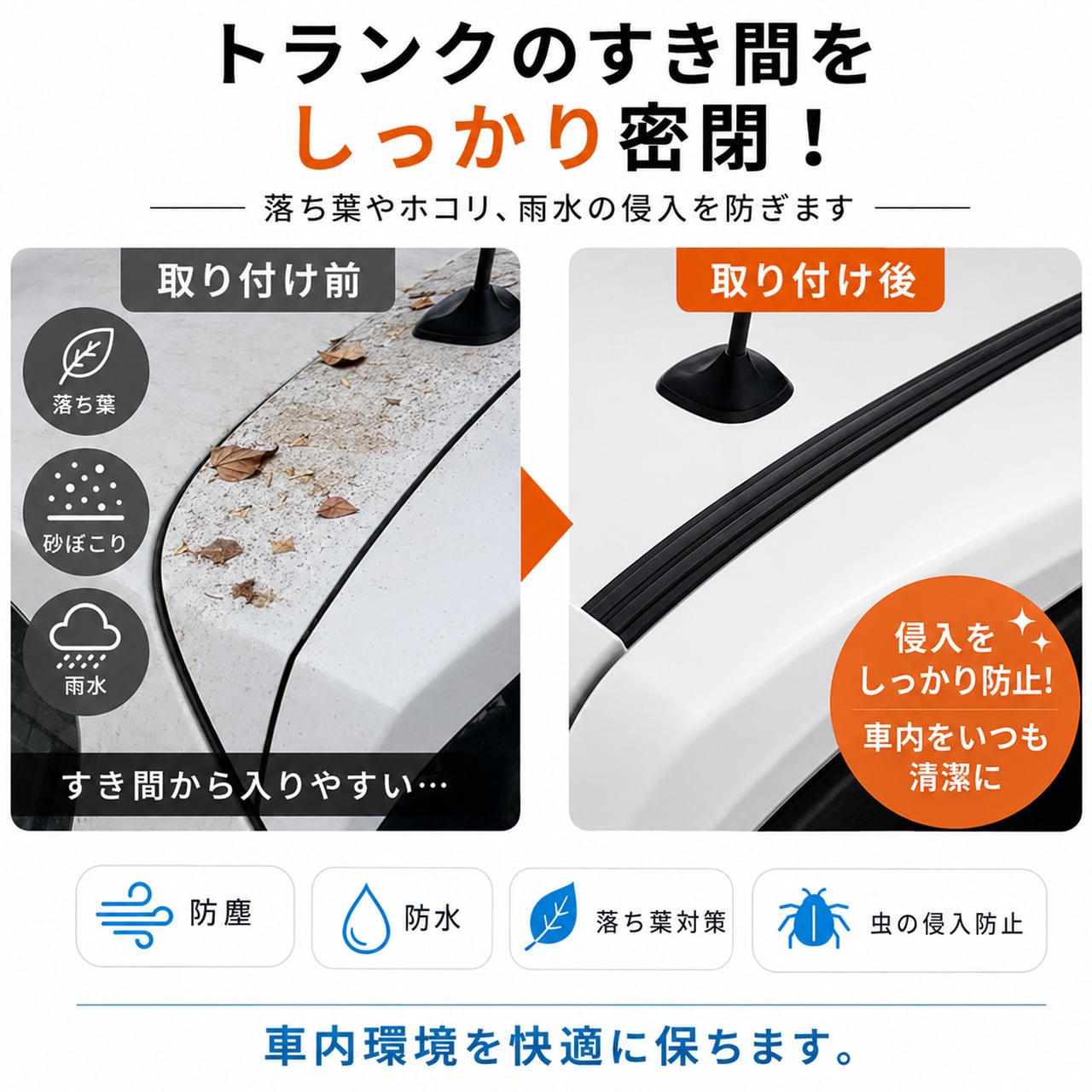 H133 .トヨタ専用トランク上部防塵防水シール 1.3m ロング | GIFTTIDEBOX