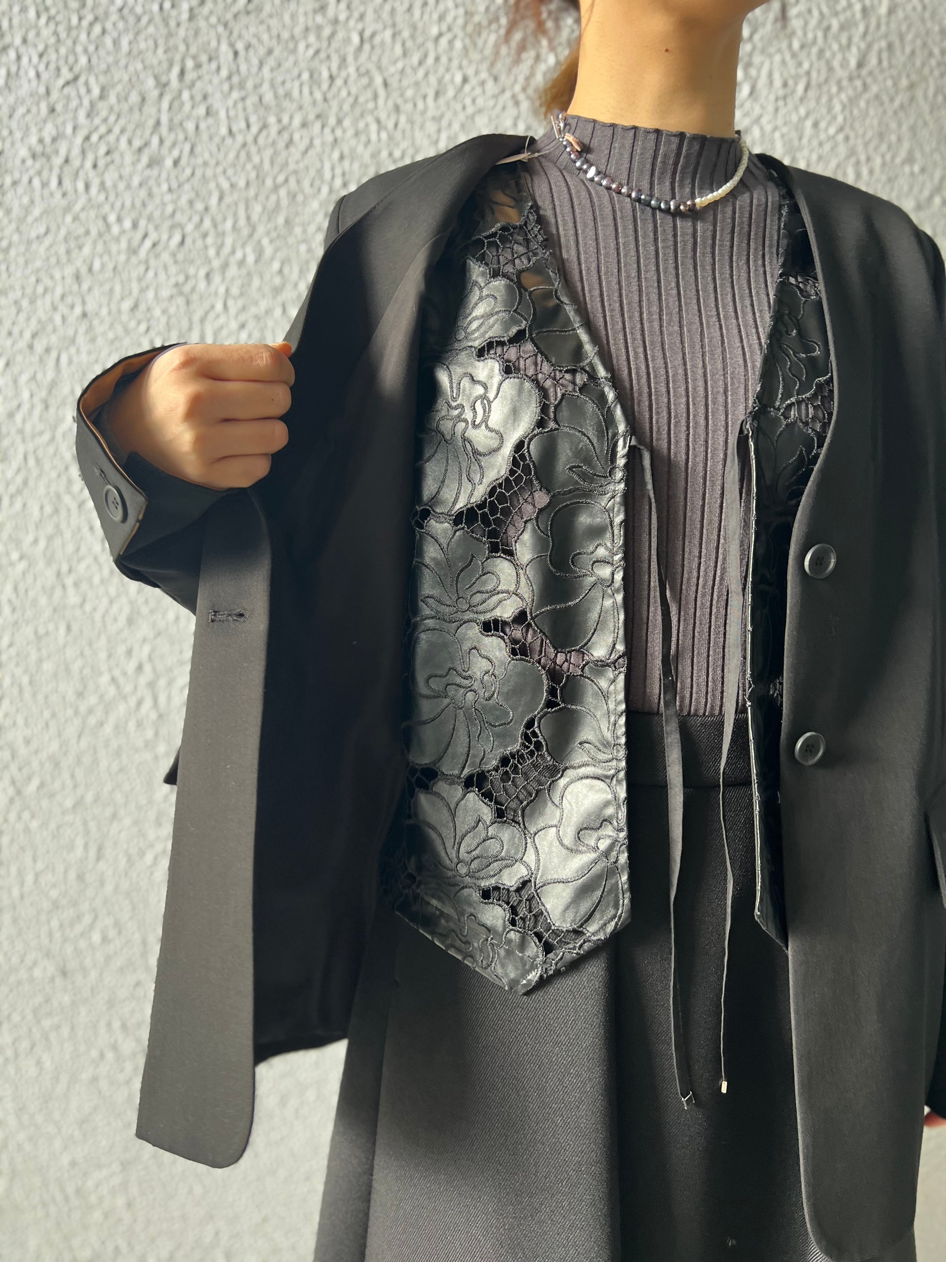 【SELECT】フェイクレザーレースジレ　21-0207