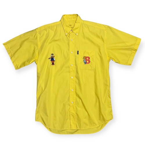 The Simpsons ボタンダウンシャツ｜1997 USA製オフィシャル｜ホーマー＆バート 刺繍デザイン｜コットン100％ M（実寸L相当）