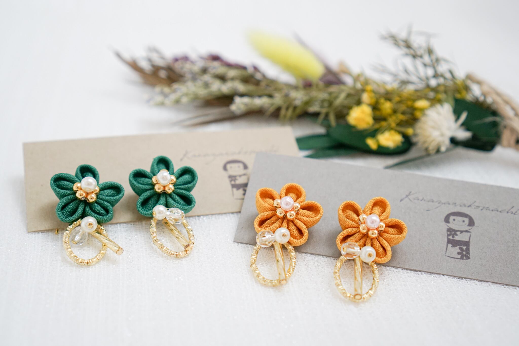 つまみ細工ピアスNO.23＊Deep color＊ | 金澤こまち -accessories-