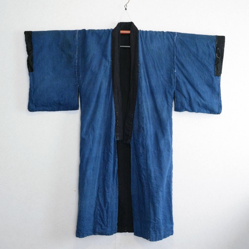 藍染 着物 木綿 縞模様 長着 ジャパンヴィンテージ 大正 昭和 | Indigo Kimono Robe Long Japan Vintage