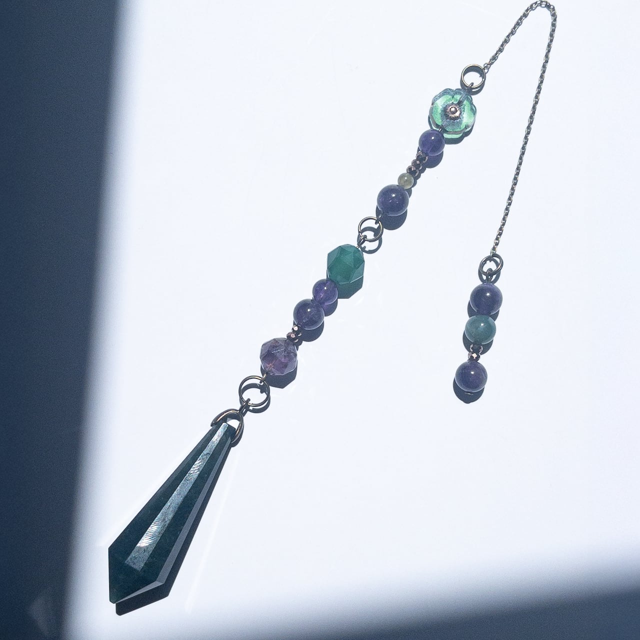 感情の波をおだやかにするペンデュラム【モスアゲート×グリーンオニキス】moss agate pendulum_101