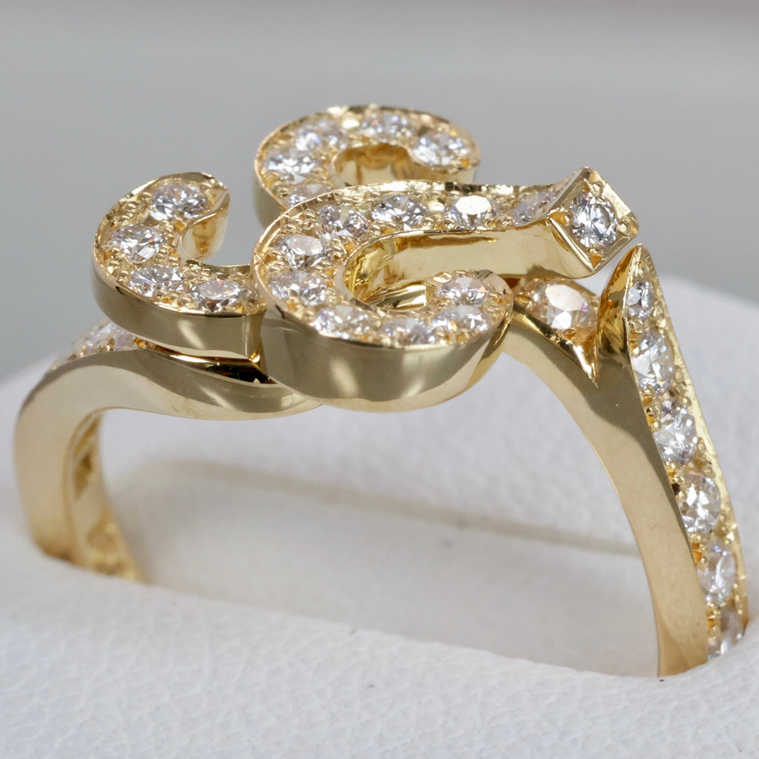 K18 YG 俄 唐花 ダイヤモンド リング 0.49ct KARAHANA NIWAKA