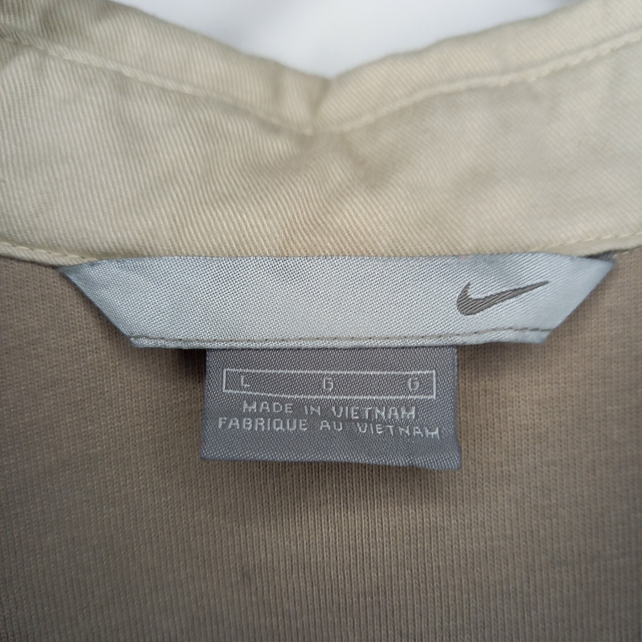 ナイキ　ポロシャツ　長袖　刺繍ロゴ　スウォッシュ　ネイビー　ベージュ　L