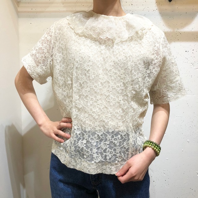 Vintage 50's frill collar all lace blouse