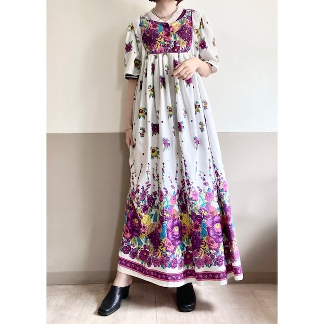 Purple Botanical Cotton Dress