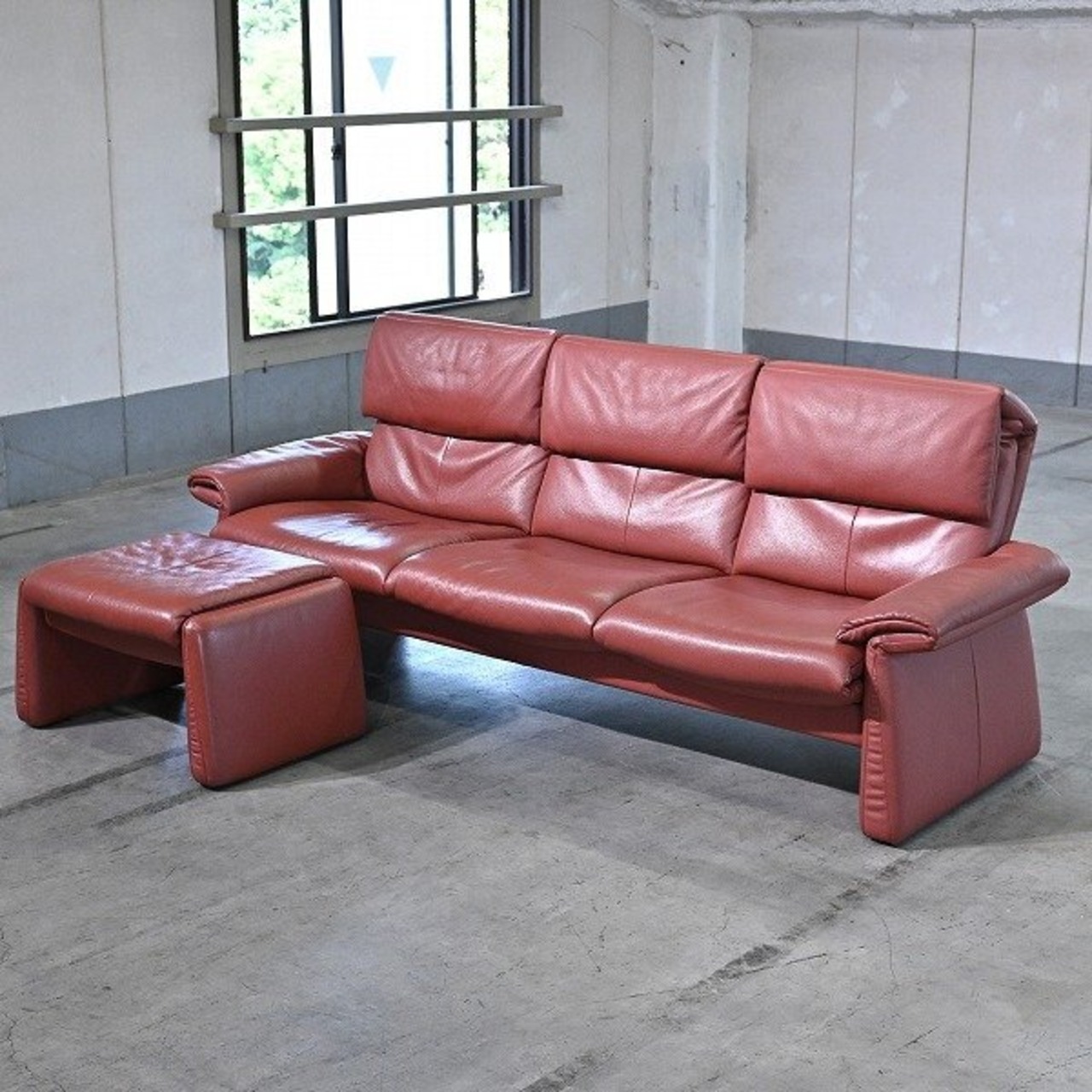 フランスベッド ERPO 277万「ルガノ」トリプルソファ オットマンセット 本革 リクライニング ドイツ製 エルポ Lugano【中古家具/中古インテリア/USED家具ユーズド家具/リサイクル】