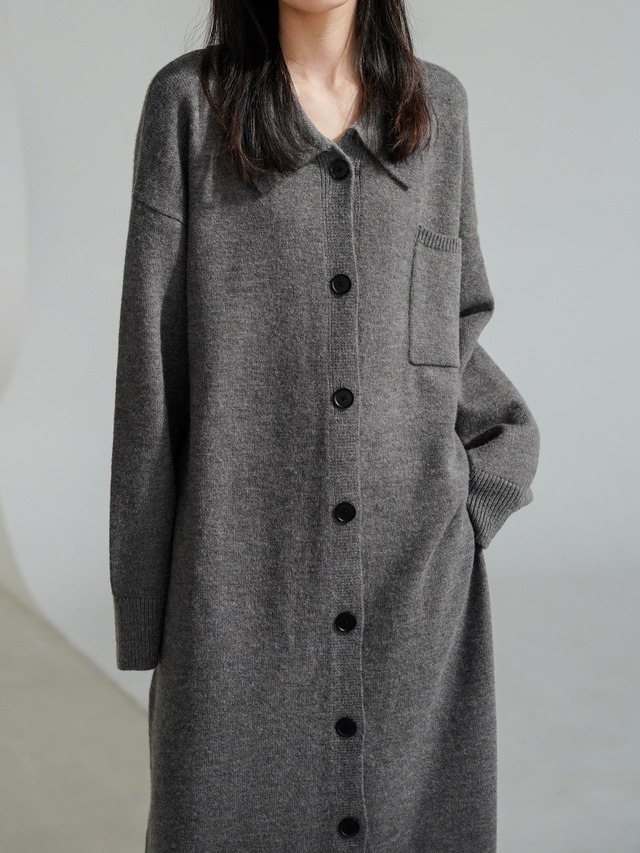 Polo knit button one-piece（ポロニットボタンワンピース）b-608