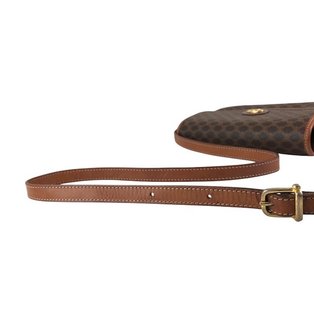 CELINE セリーヌ マカダム ショルダーバッグ ブラウン ブラゾン PVC レザー vintage ヴィンテージ オールド 2mumnz