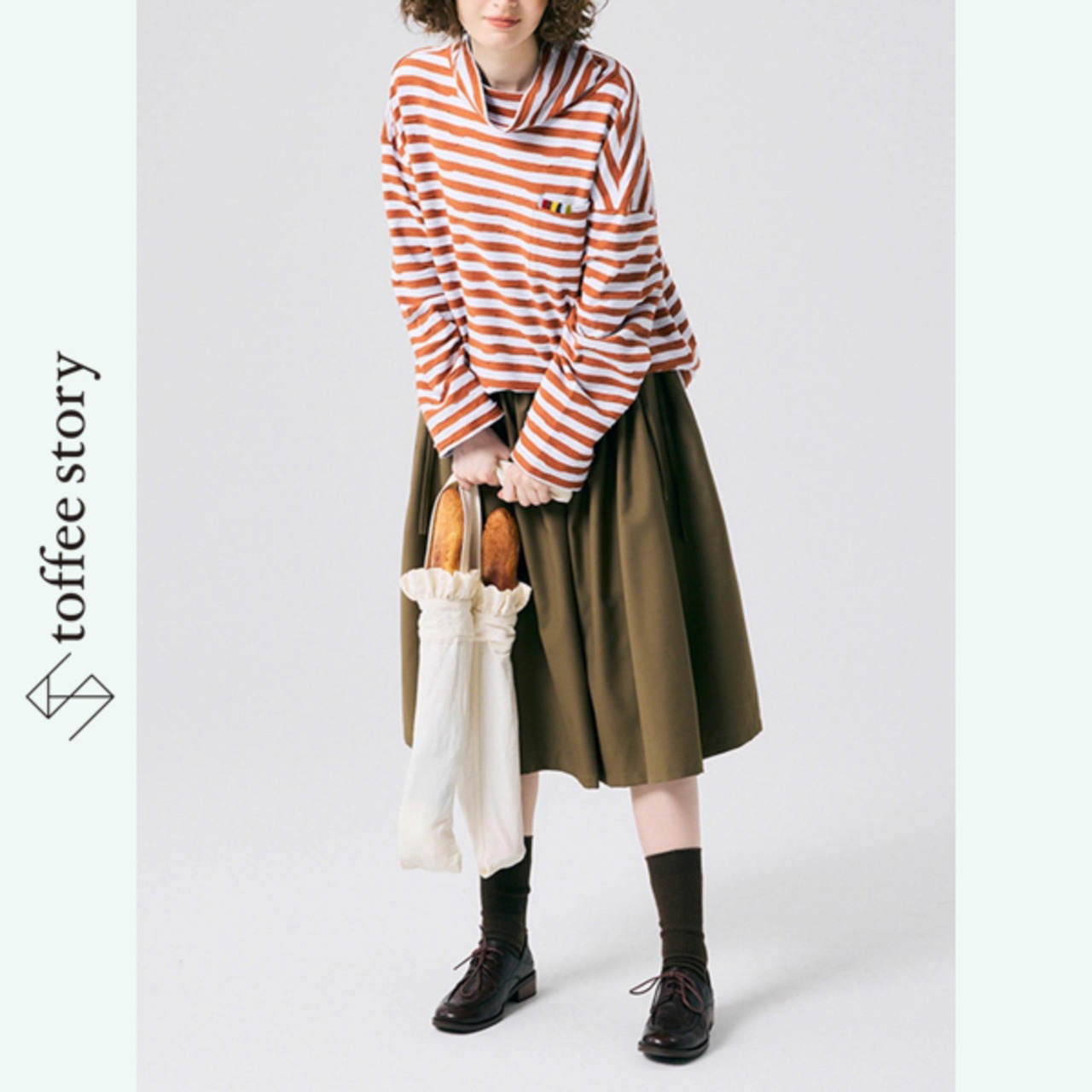 【2color】風にほどけるカラー刺繍ポケットボーダー 《P0262》