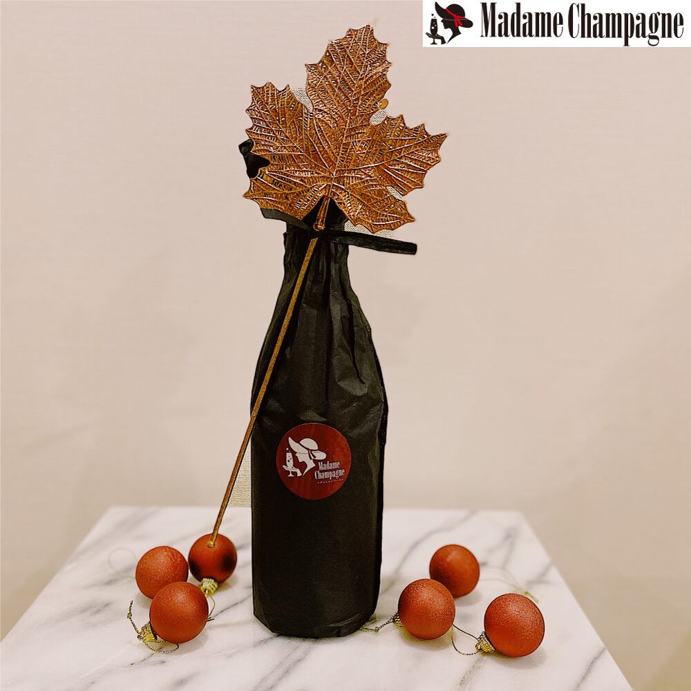 【包装】ホリデー用ワインラッピング(黒)＋メッセージカード付き【単品購入不可】