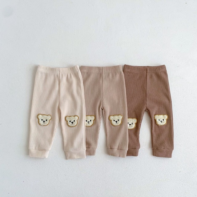 【BABY】ふわくまワッペンワッフルレギンス