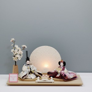 ピーカブーひな人形 ベルズキッスシリーズ 親王飾り 【月灯りさくら】 ひな人形｜雛人形｜桜｜丸型照明｜和モダン