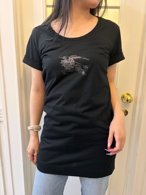 BURBERRY/ Vintage silver logo black Tops (O)
