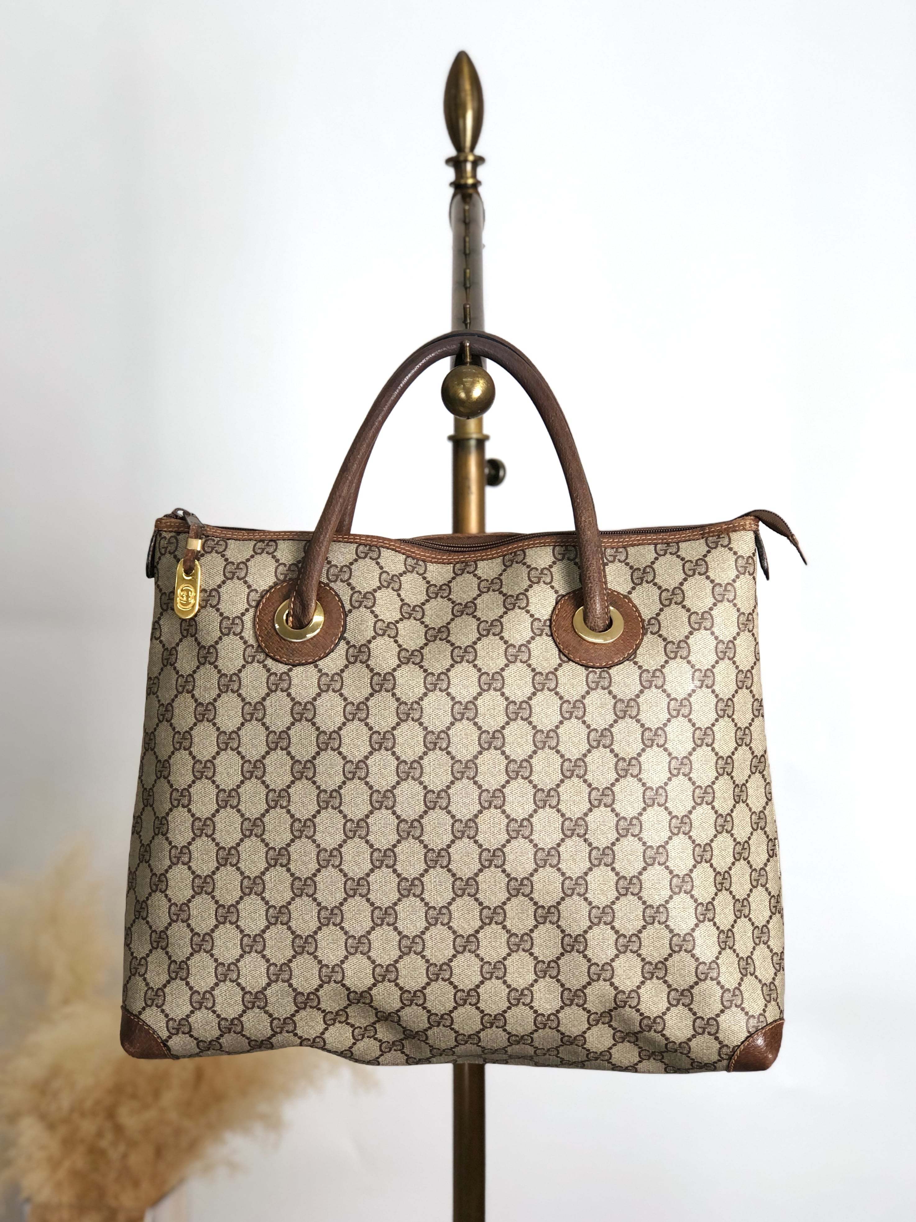 GUCCI グッチ GGスプリーム トートバッグ ベージュ PVCレザー vintage ヴィンテージ オールド wb6yiz