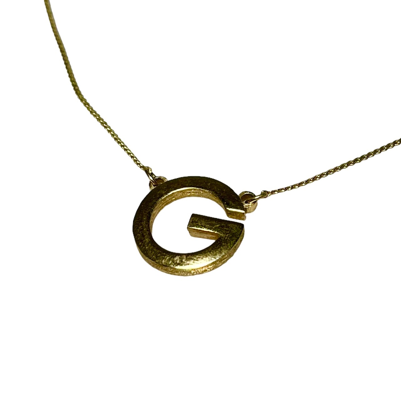 vintage GIVENCHY gold color metal "G" logo pendant necklace
