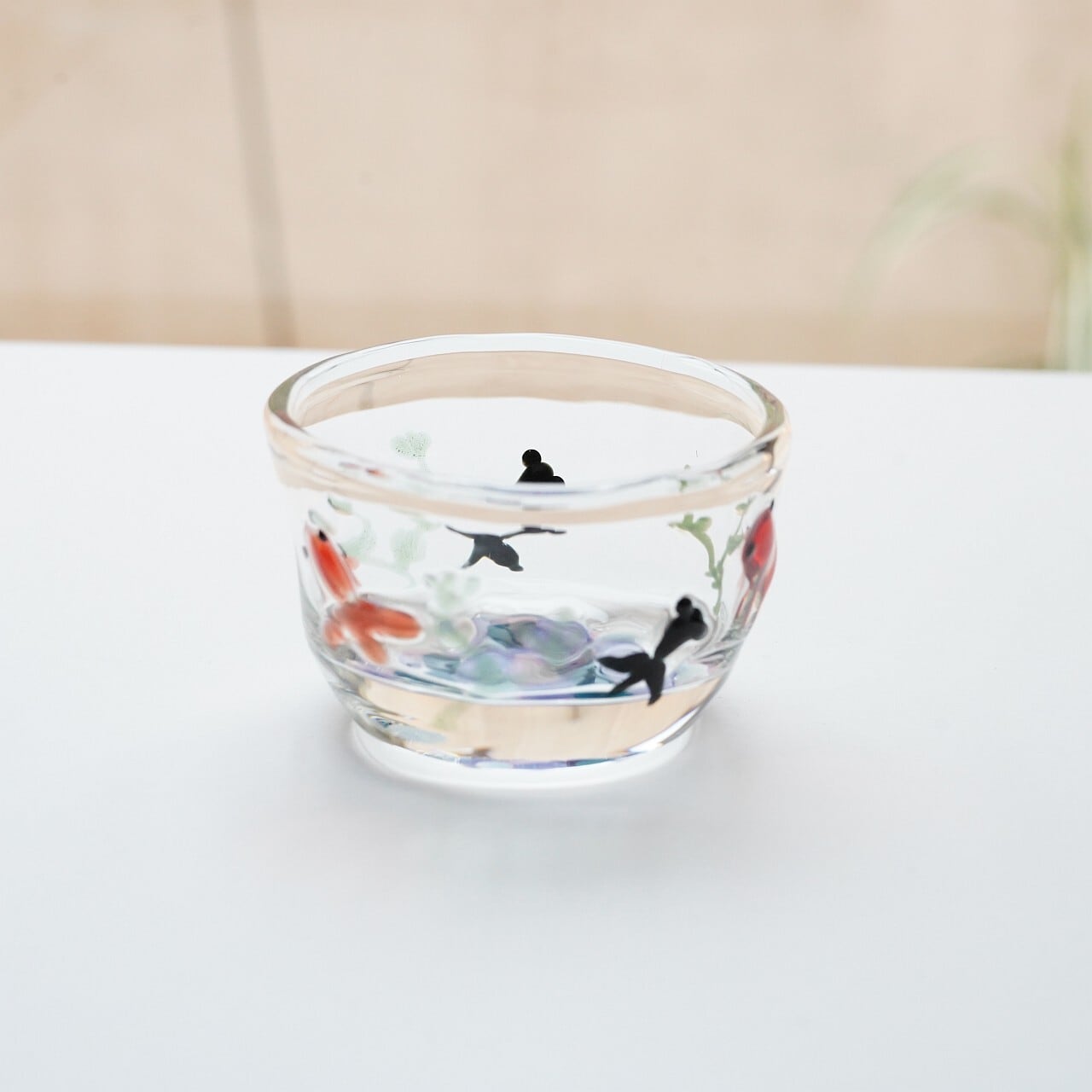 竹川久仁子】耐熱ガラス 金魚ぐい吞み T-14-A | ろにせら ギャラリーと