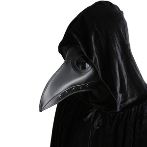 【数量限り】[Unick]ハロウィンペストマスク コスプレ仮装メンズカラスマスク 目出し帽マント3点セット ブラック