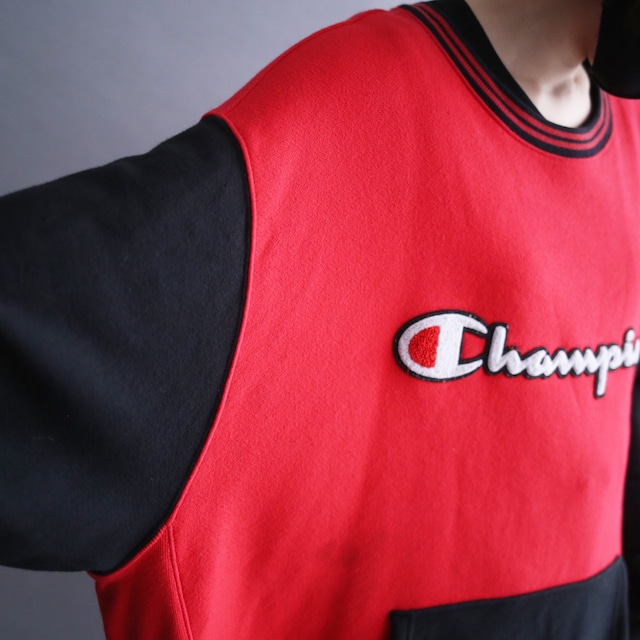 "Champion" XXL super big silhouette bi-color and logo wappen sweat