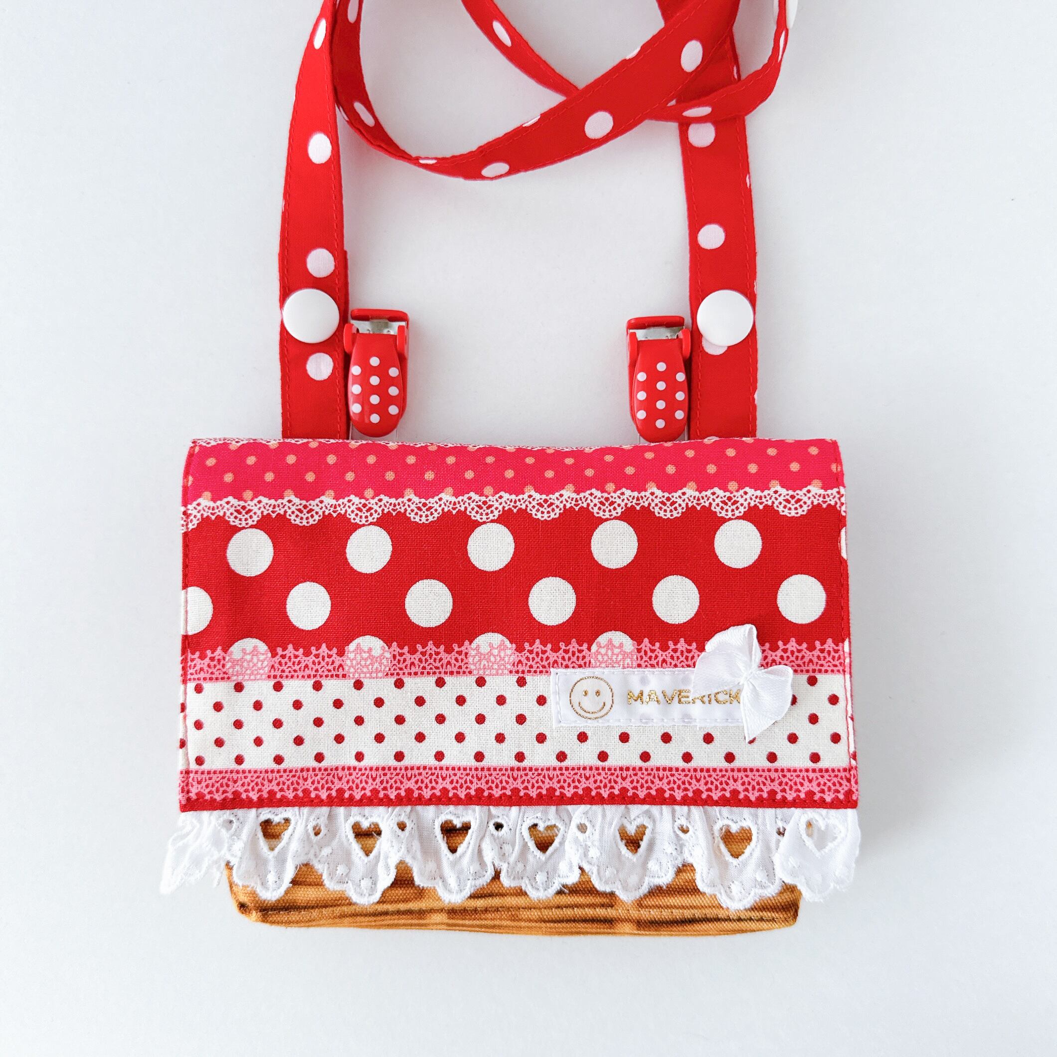 ショルダー対応⭐︎ガーリーな2WAY移動ポケット（ドットレース柄