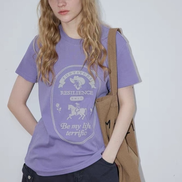 クルーネック グラフィックプリント Tシャツ  L1336