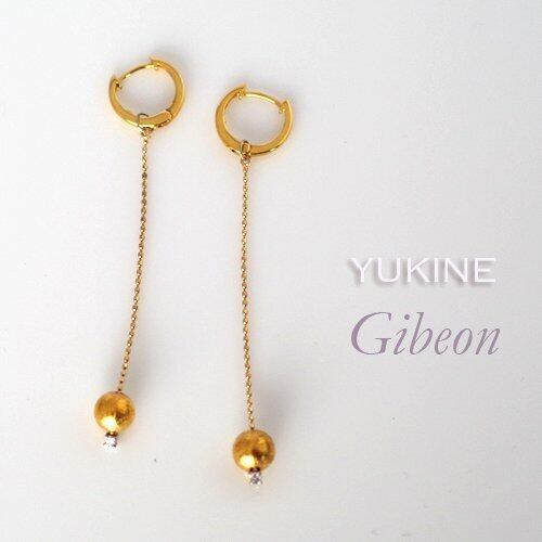ギベオン×ダイヤモンド ロング フープピアスYG