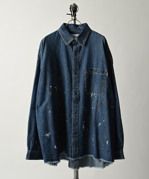 ADAM PATEK paint denim looose shirt (D/BLU) AP2415013