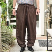 balloon silhouette brown silk pants
