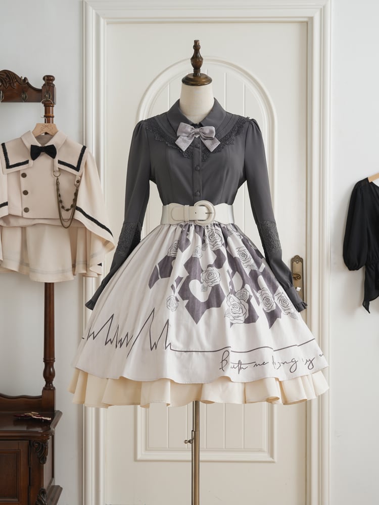 bitnabi ハートカッティング長袖 キルティングスカート セット bitnabi 授乳服 ハートカッティング キルティング長袖トップス（ピンク