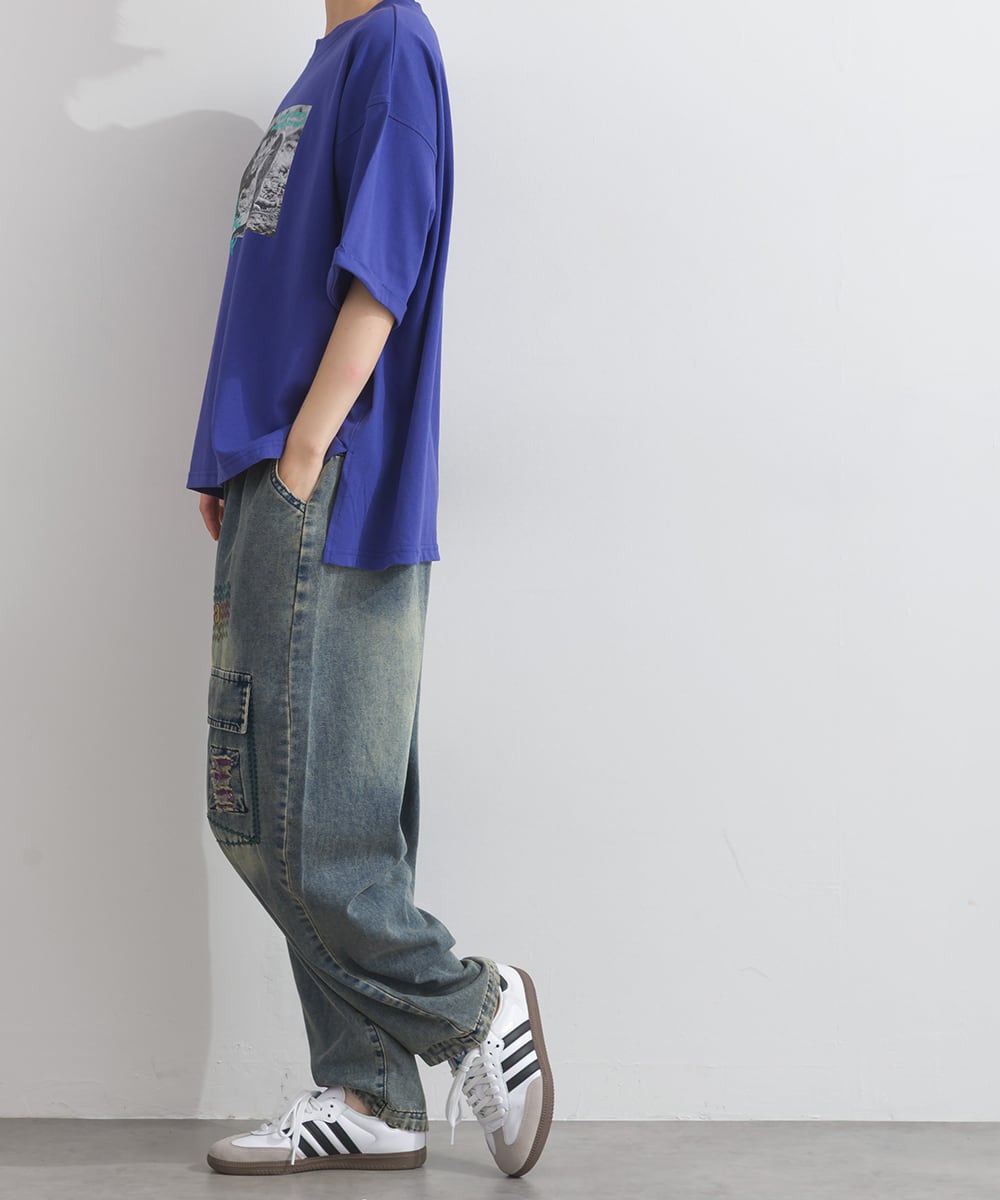 D262153 刺繍デザインデニムパンツ / Embroidered Design Denim Pants