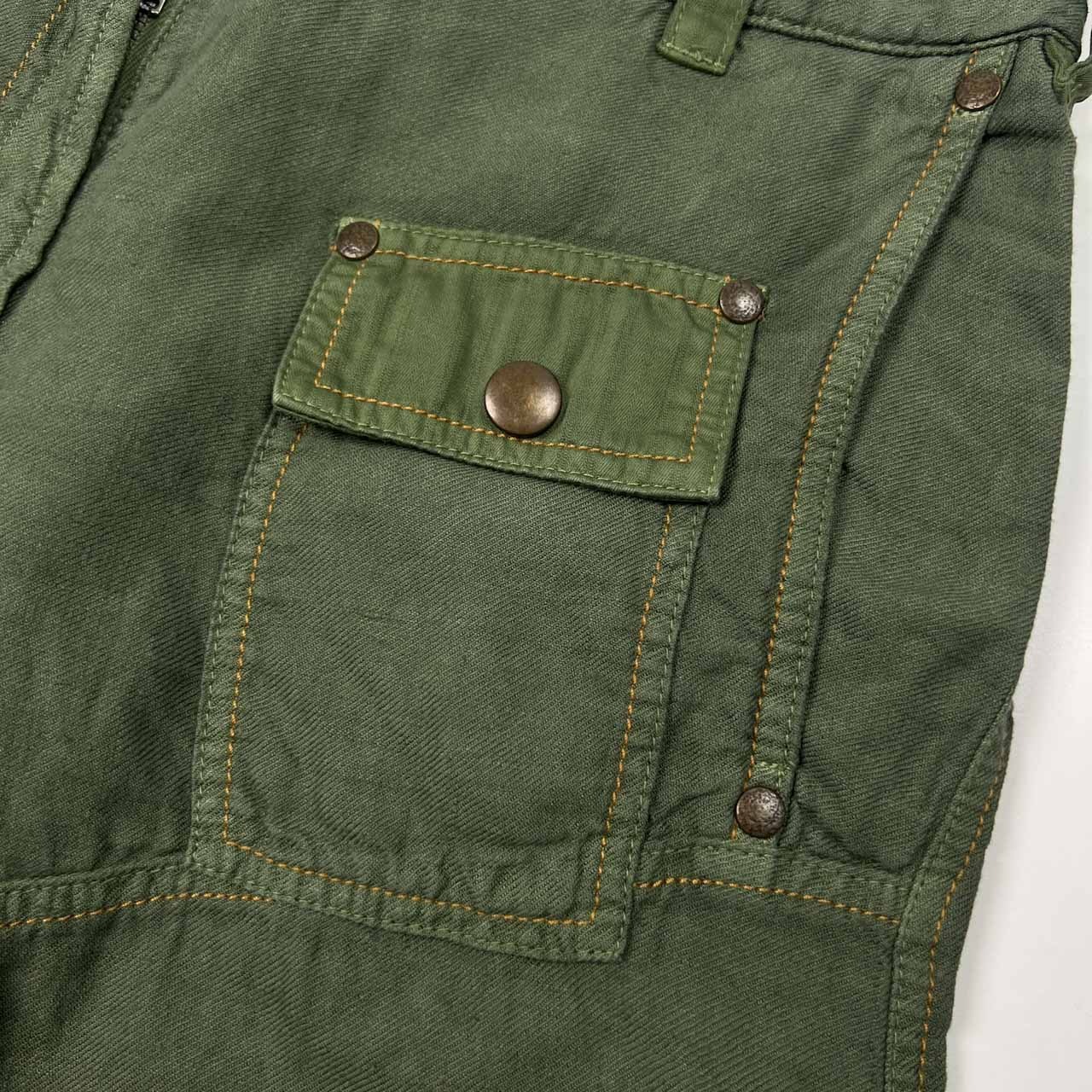 麻100% MARELLA マレーラ リネン ハーフパンツ ショートパンツ カーゴ サイズ 42 /カーキグリーン