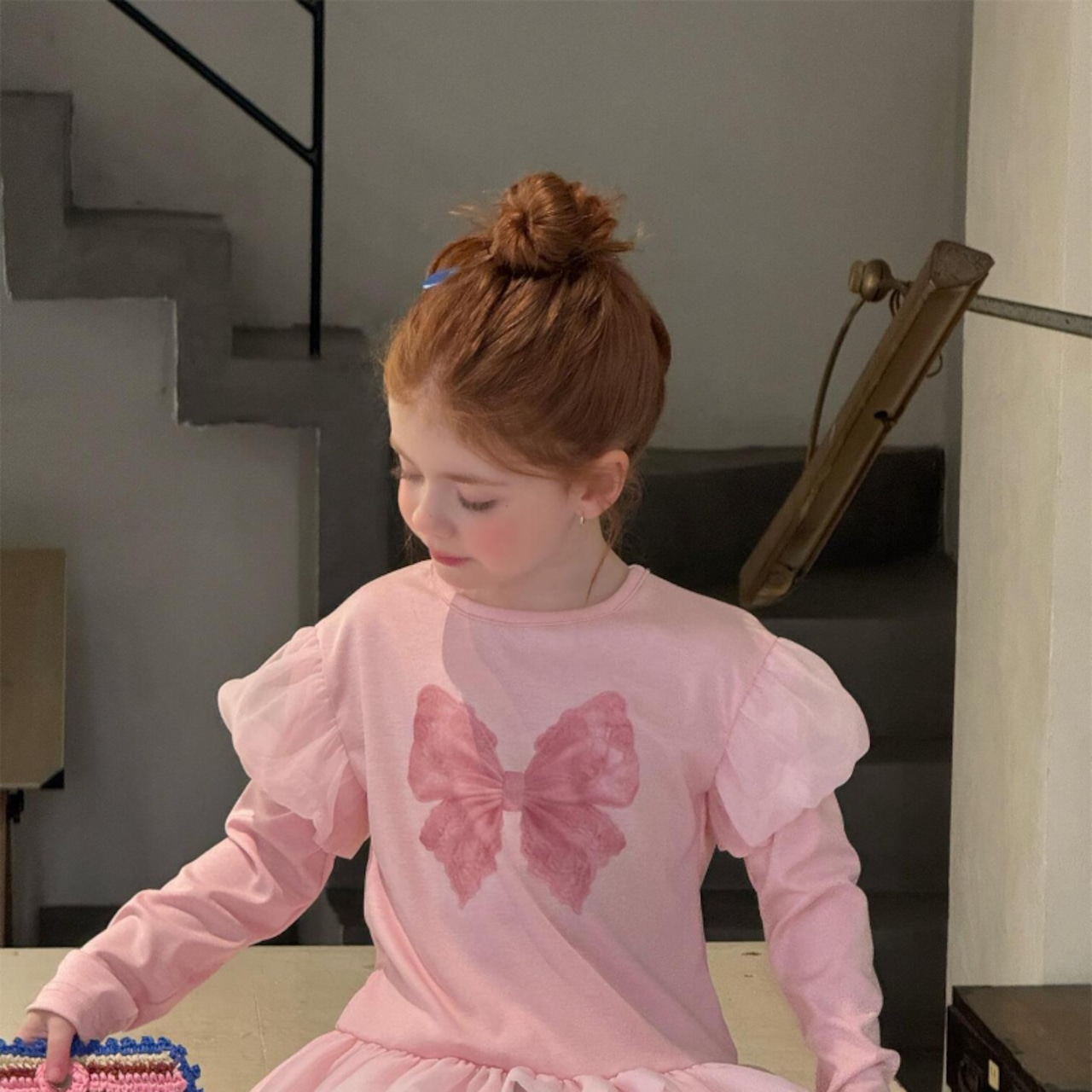 春バルーンスリーヴチュールTシャツ