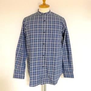 Mini Check Band Collar L/S Shirts　Gray