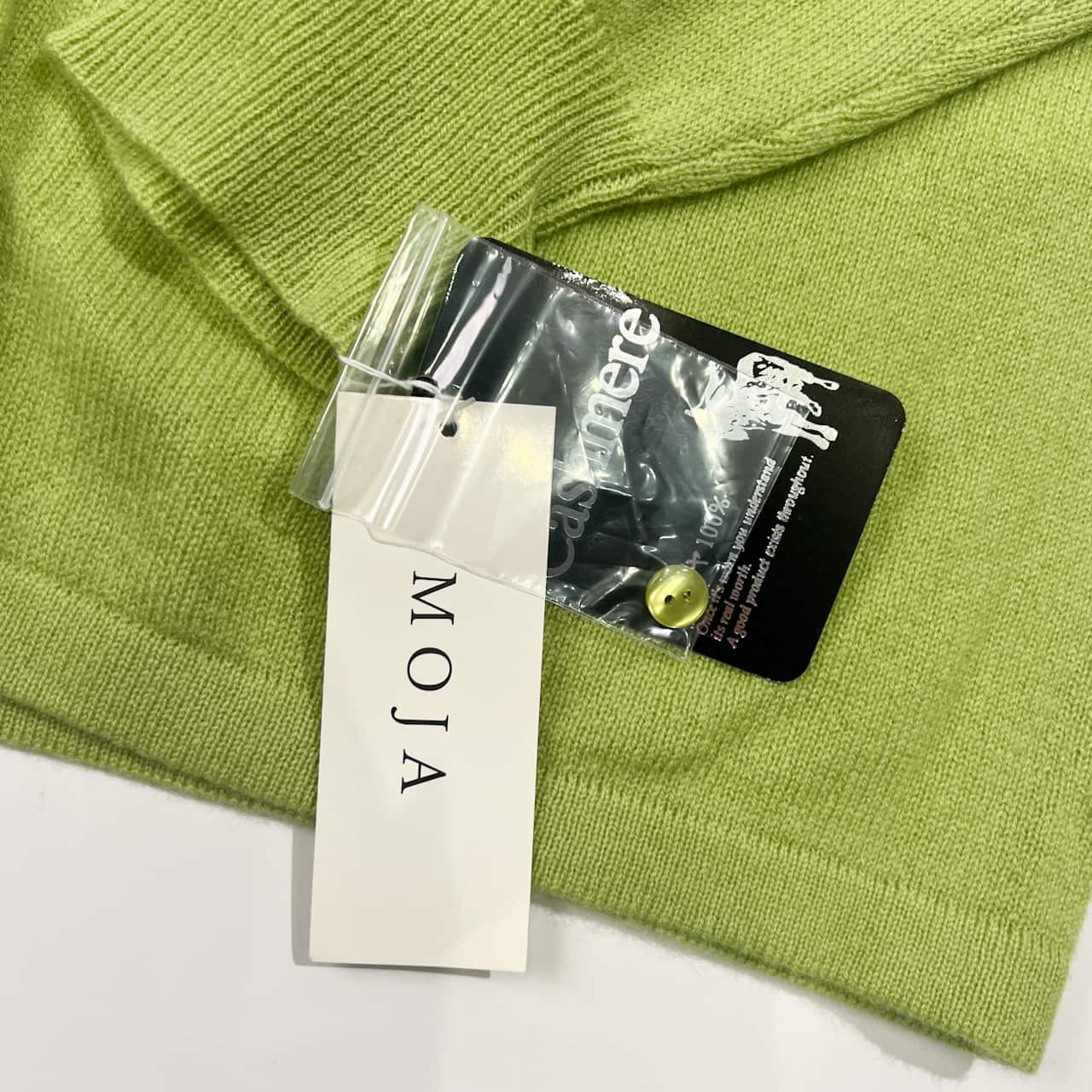 カシミヤ100% 新品 タグ付き MOJA モジャ ニット カーディガン M~L/黄緑 レディース