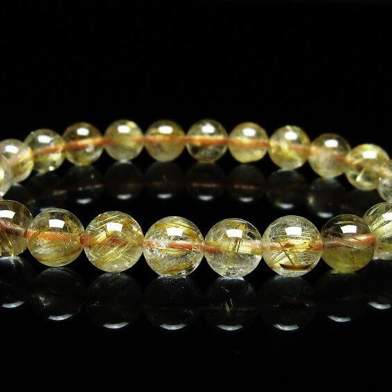 ルチルクォーツ ブレスレット 8mm タイチンルチルクォーツ タイチンルチル 一点物 メール便可 [M便 1/10] 111-49038
